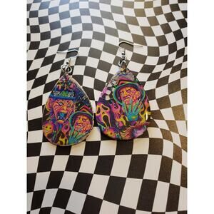 Handmade Unique Horror lover dangle large earrings.